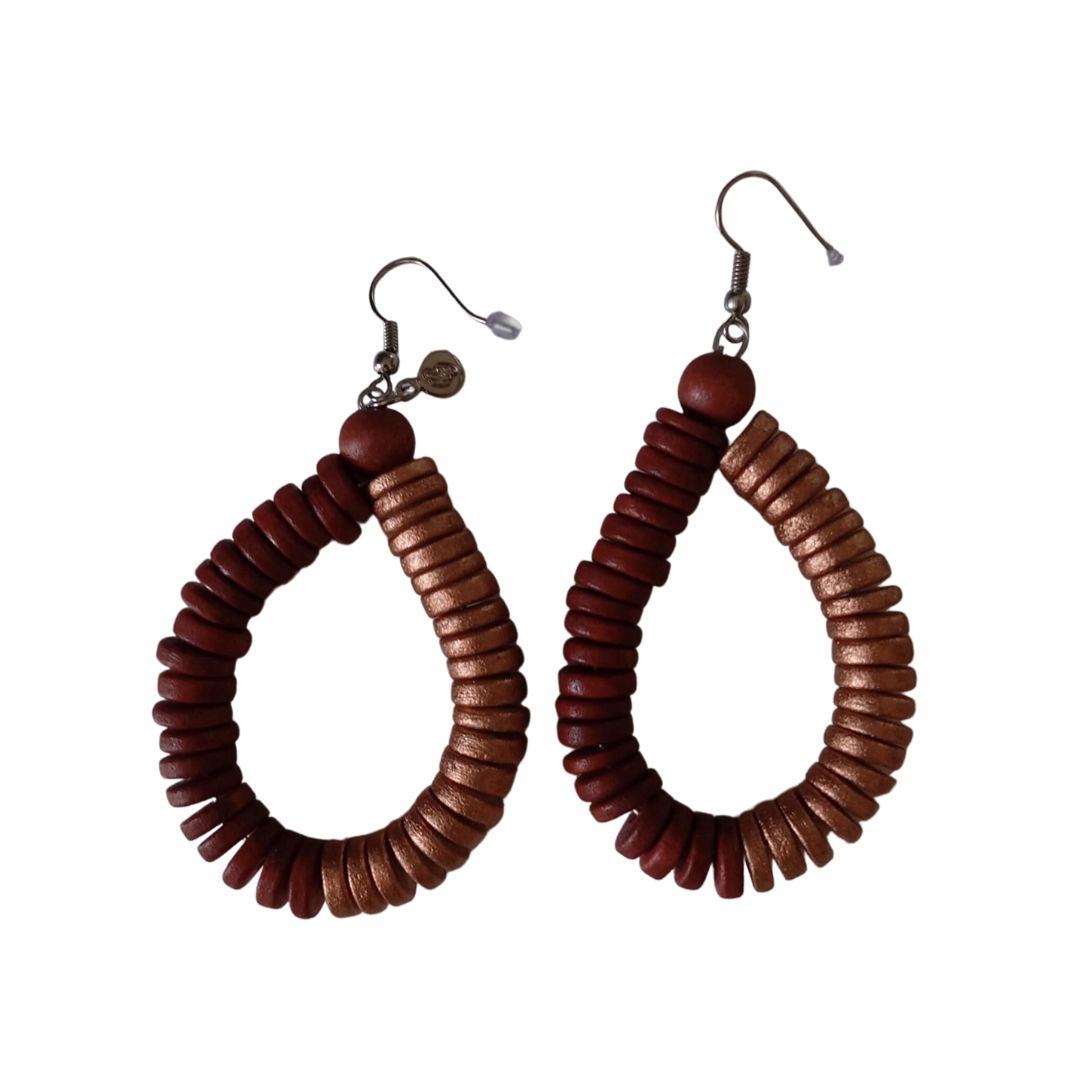 Orecchini Rory legno metallic mix-terra-Bijondo