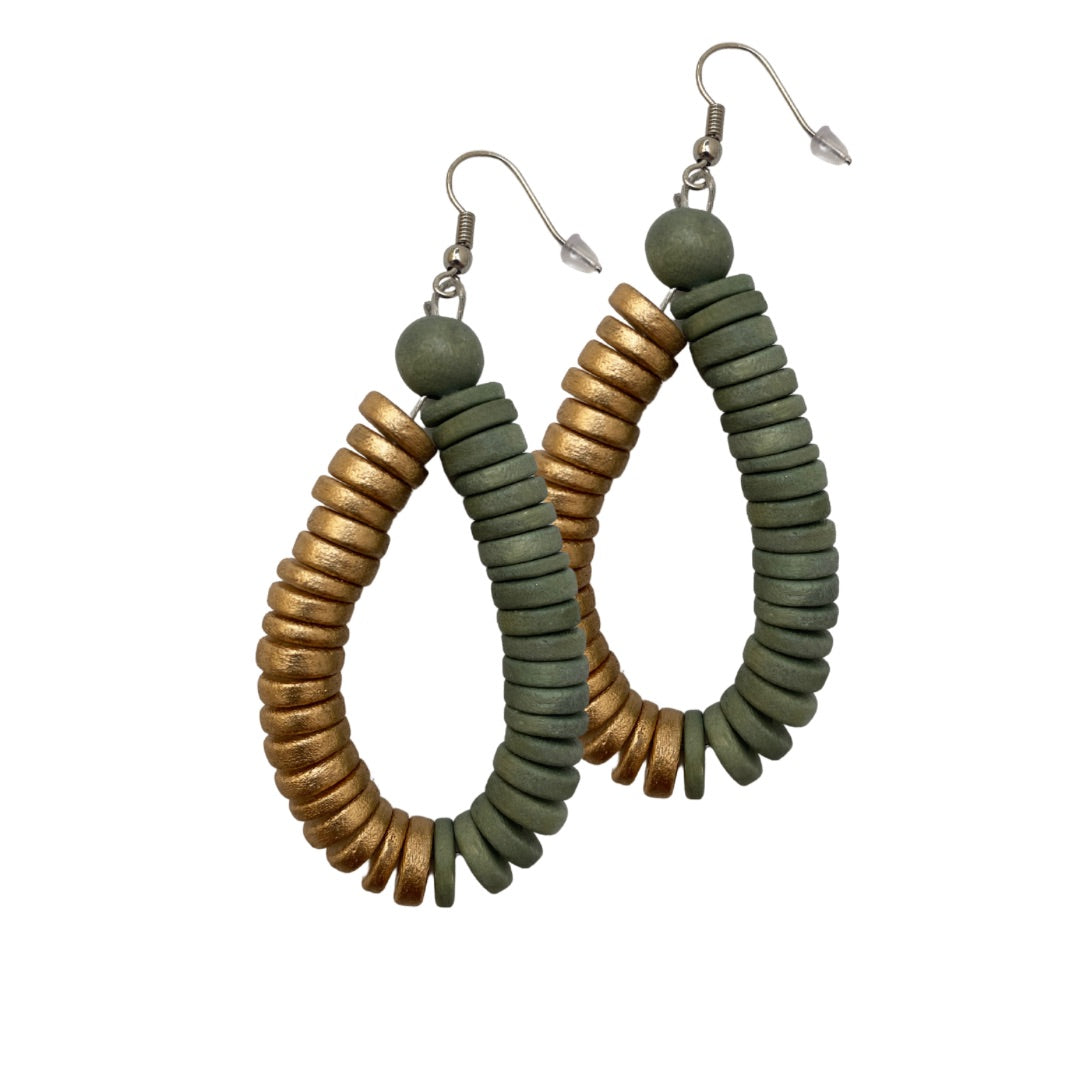 Orecchini Rory legno metallic mix-verde-Bijondo