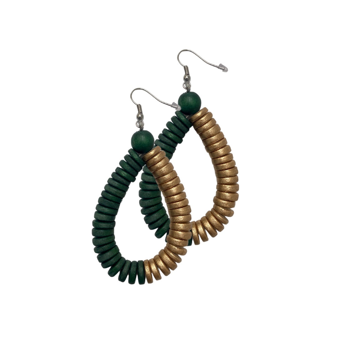 Orecchini Rory legno metallic mix-verde bosco-Bijondo