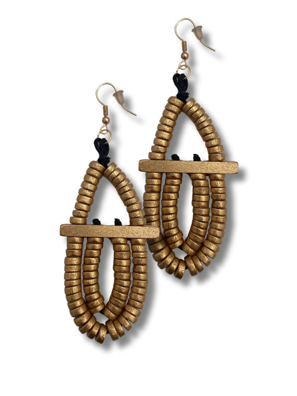 Orecchini Samoa legno metallic-oro-Bijondo