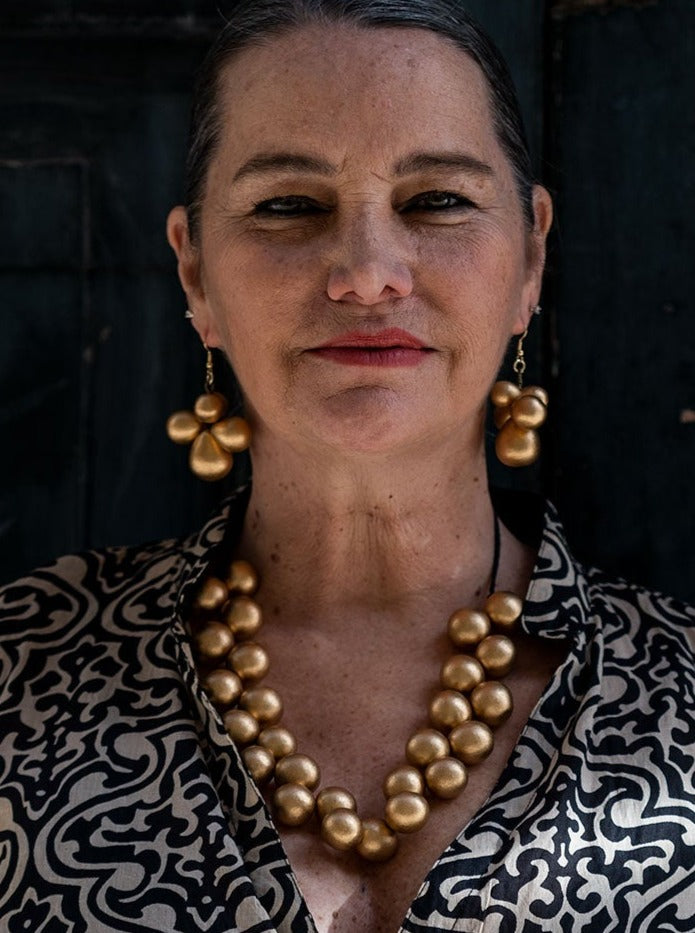 Orecchini Tibet Metallic legno - oro - Bijondo