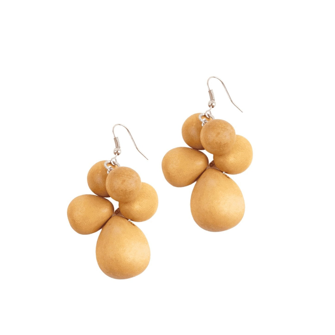 Orecchini Tibet legno - senape - Bijondo