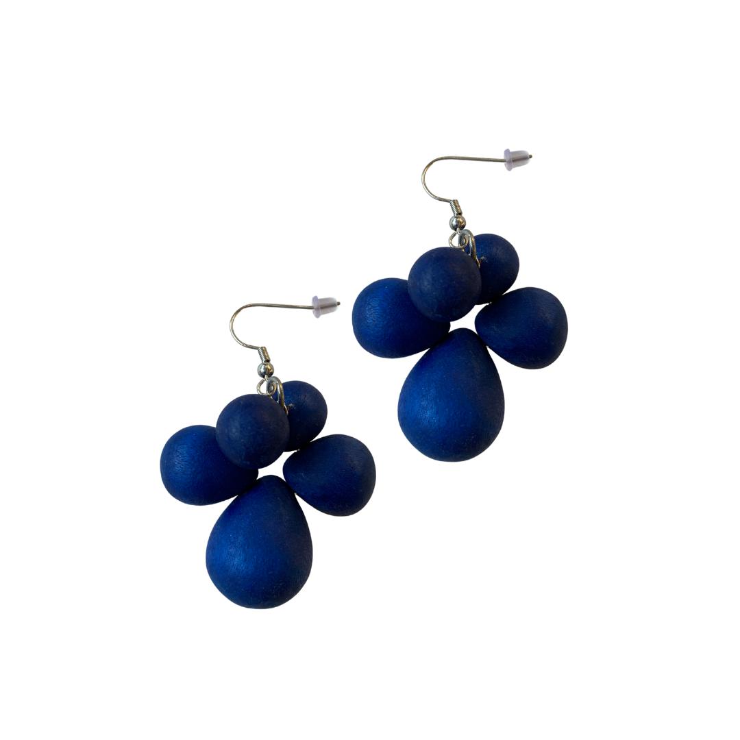 Orecchini Tibet legno - blu scuro - Bijondo