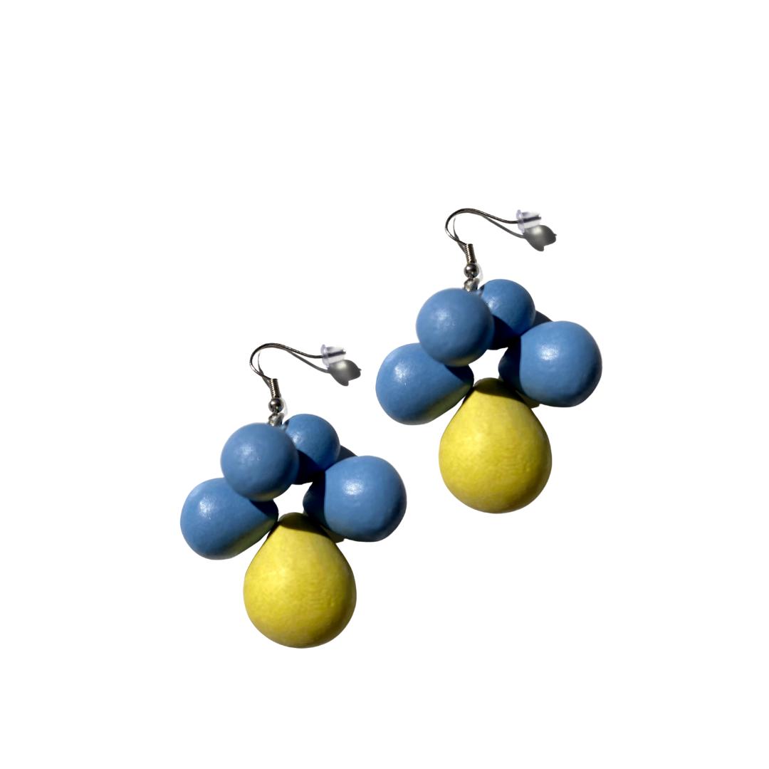 Orecchini Tibet legno - celeste - Bijondo