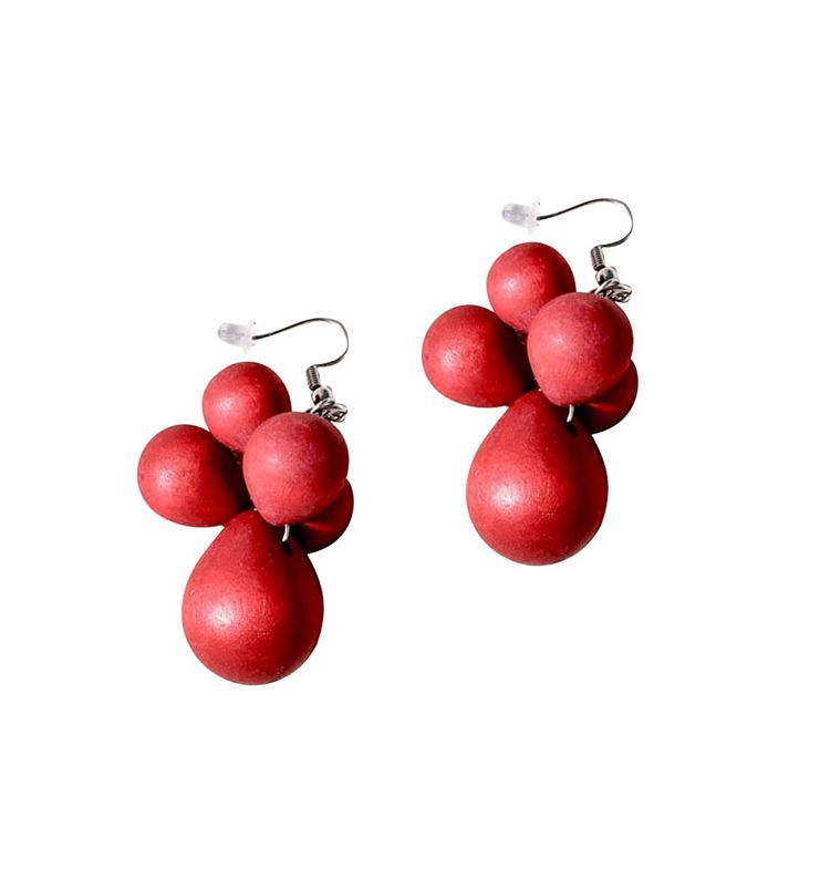 Orecchini Tibet legno - rosso - Bijondo