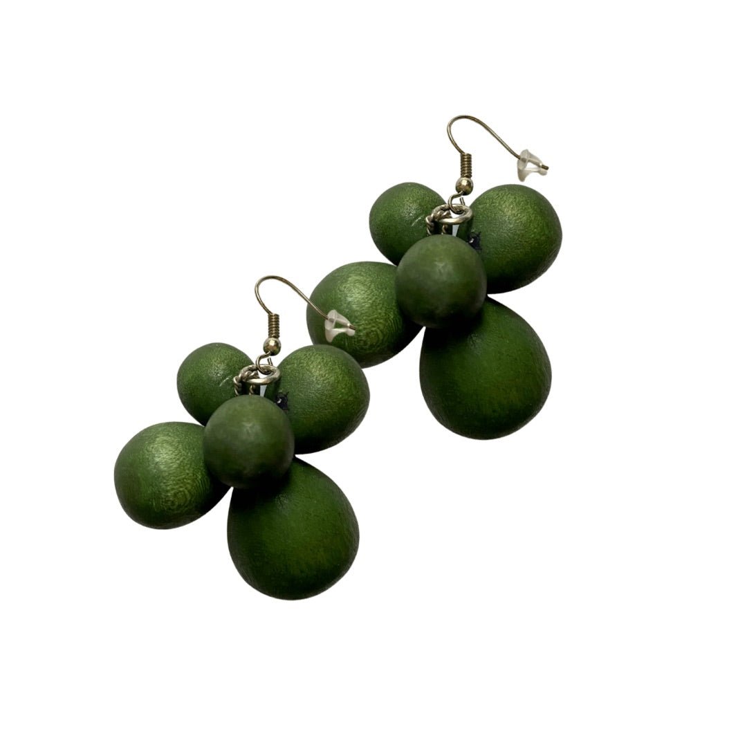 Orecchini Tibet legno - verde oliva - Bijondo