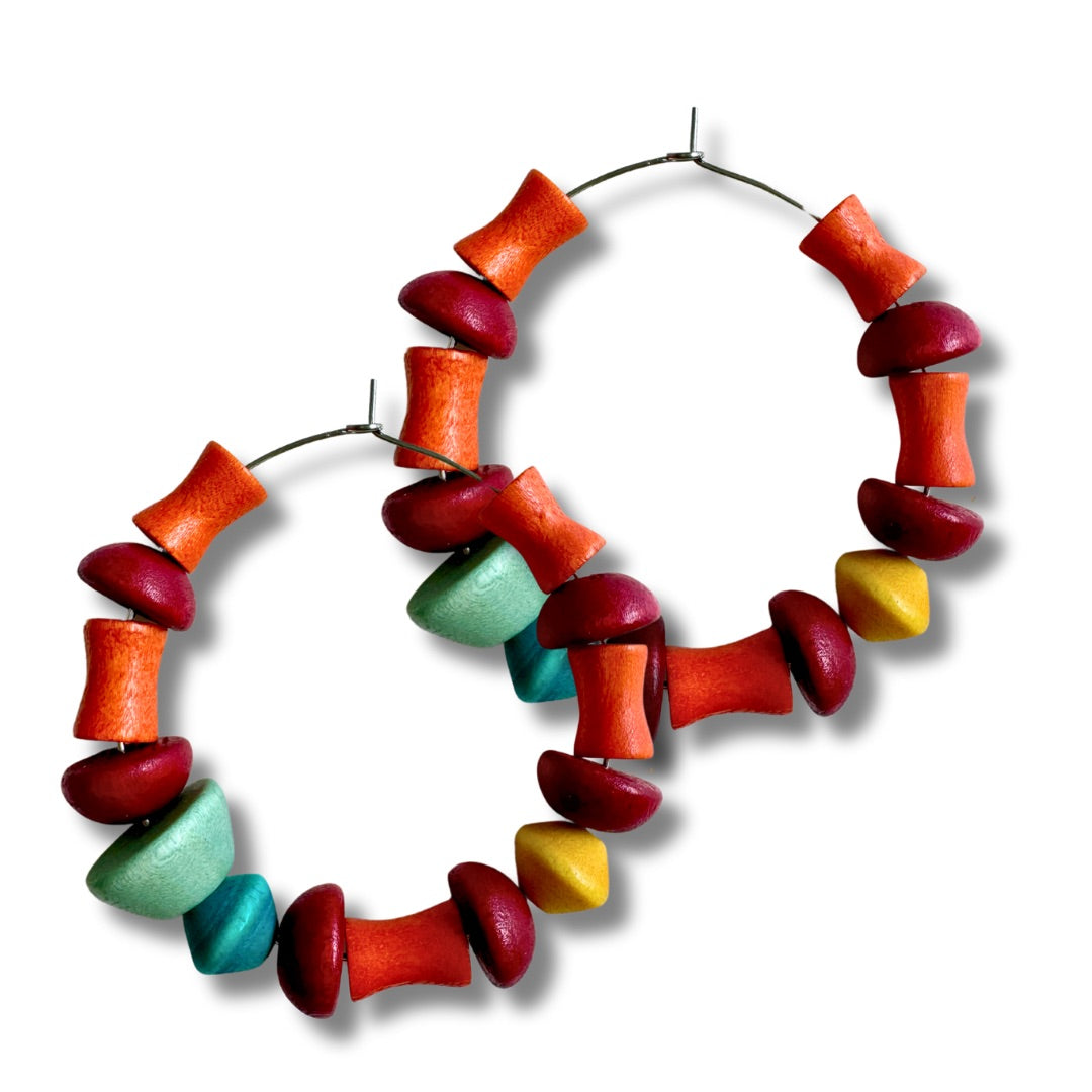 Orecchini a cerchio Arlo legno-orecchini-Bijondo-Arancione-Bijondo