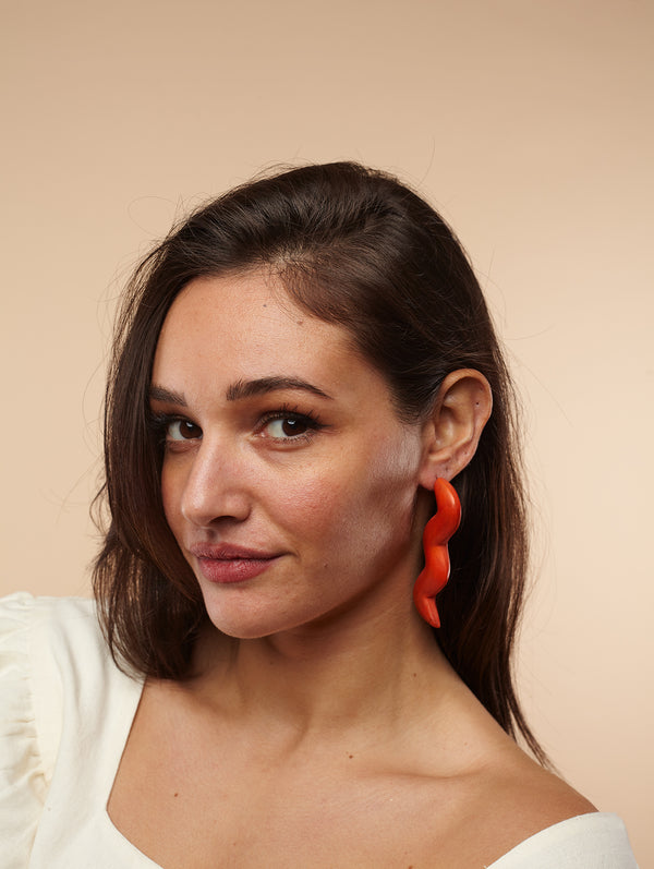 Orecchini a lobo, grandi, leggeri Zelie-orecchini-EW-Arancione - tropical citrus-Bijondo