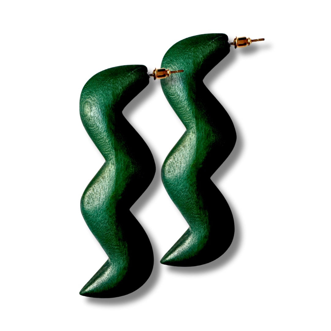 Orecchini a lobo, grandi, leggeri Zelie-orecchini-EW-Verde - botanical oasis-Bijondo