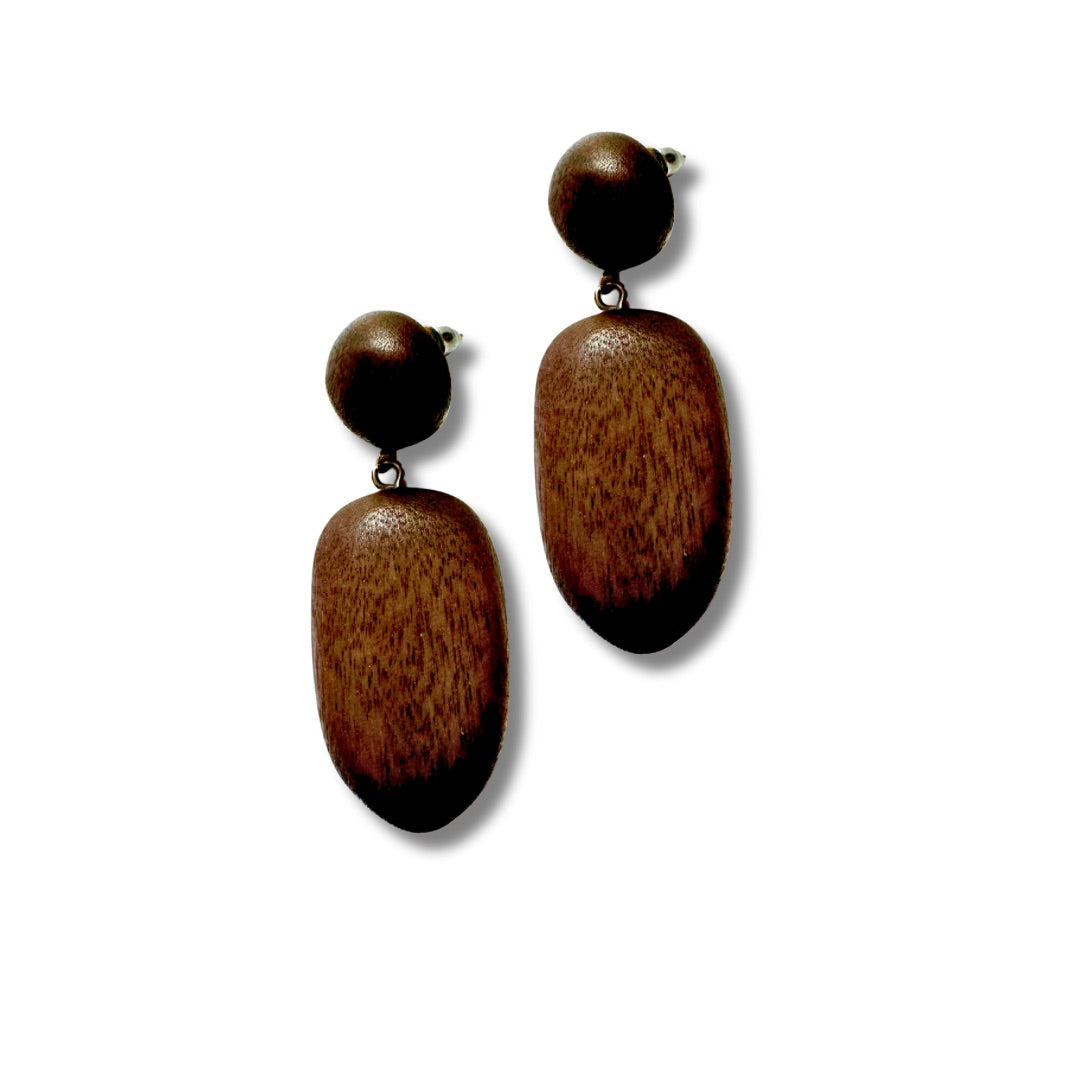 Orecchini a lobo, leggeri, legno, Avalynn-Orecchini-Bijondo-Marrone-Bijondo
