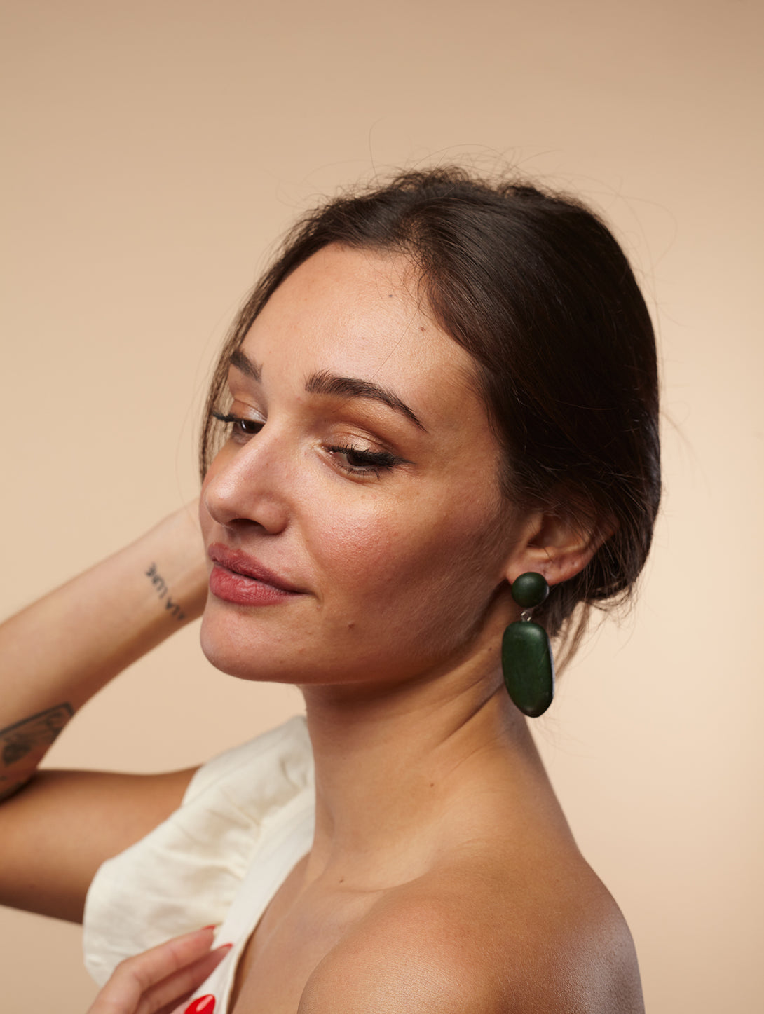 Orecchini a lobo, leggeri, legno, Avalynn-Orecchini-Bijondo-Verde-Bijondo