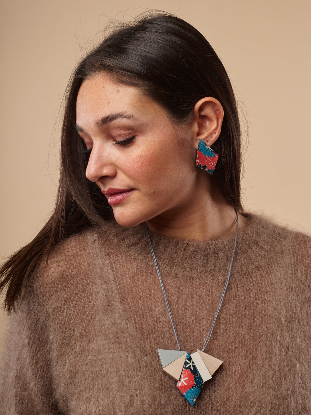 Orecchini a lobo leggeri legno Japan Print-orecchini-Bijondo-Bijondo