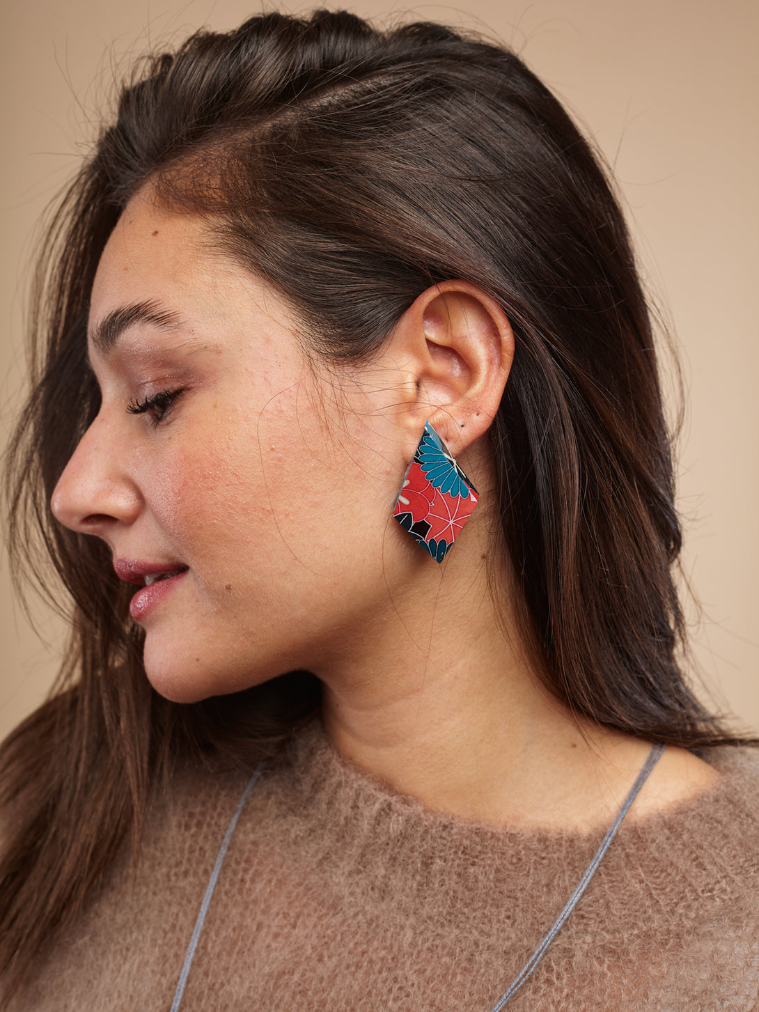 Orecchini a lobo leggeri legno Japan Print-orecchini-Bijondo-Azzurro-Bijondo