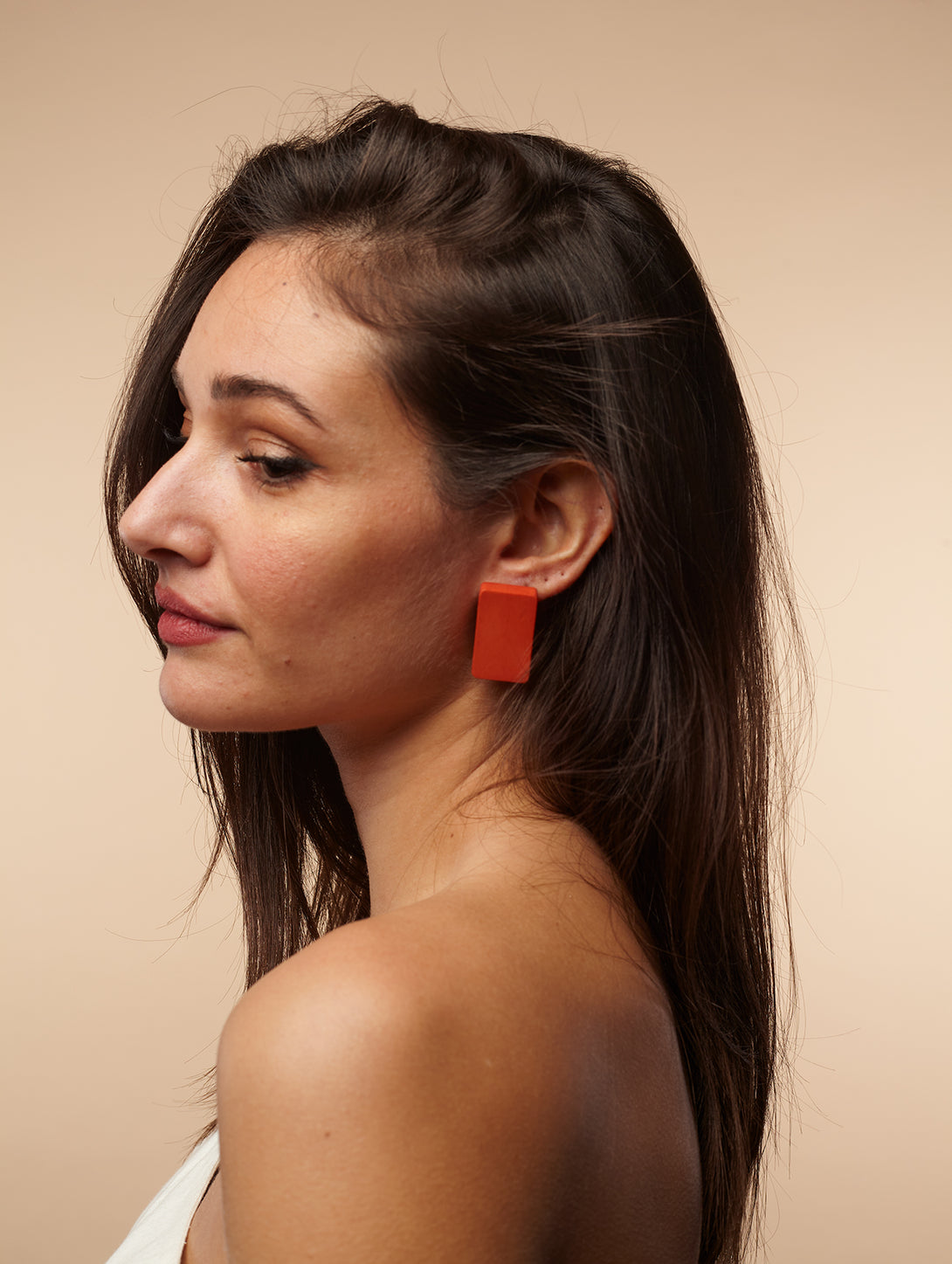 Orecchini a lobo, legno Quadri-orecchini-Bijondo-Arancione-Bijondo