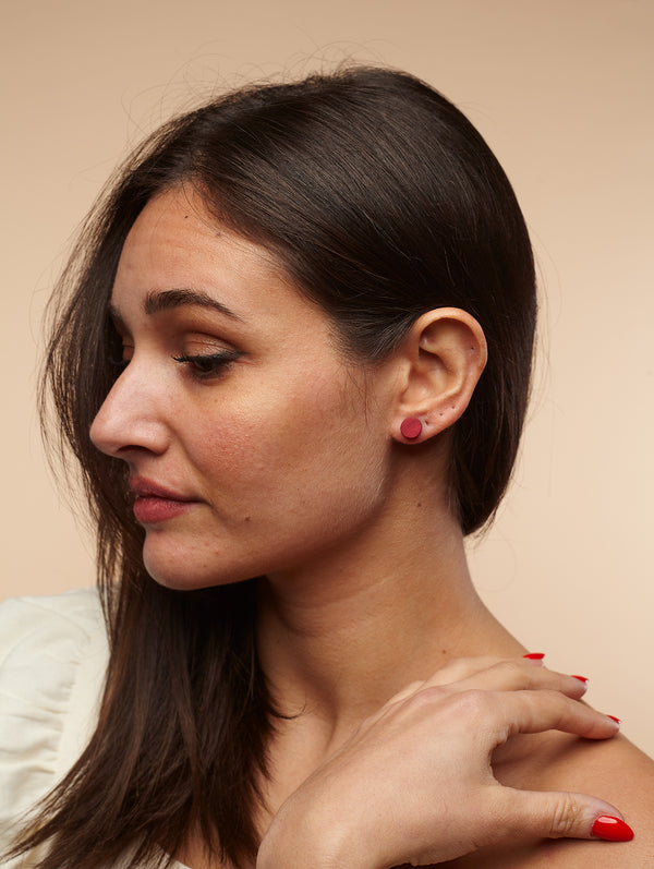 Orecchini a lobo legno mini Nele-orecchini-Bijondo-Rosso-Bijondo