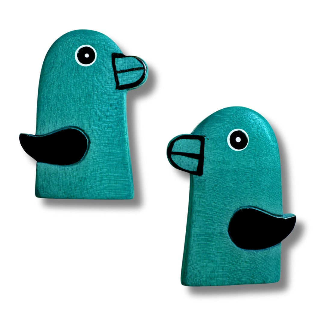 Orecchini al lobo, legno Birdy-orecchini-Bijondo-Petrolio-Bijondo
