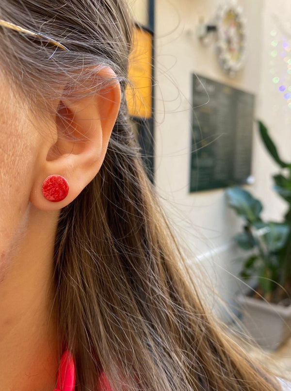 Orecchini bottoncino Madrepora-rosso-Bijondo