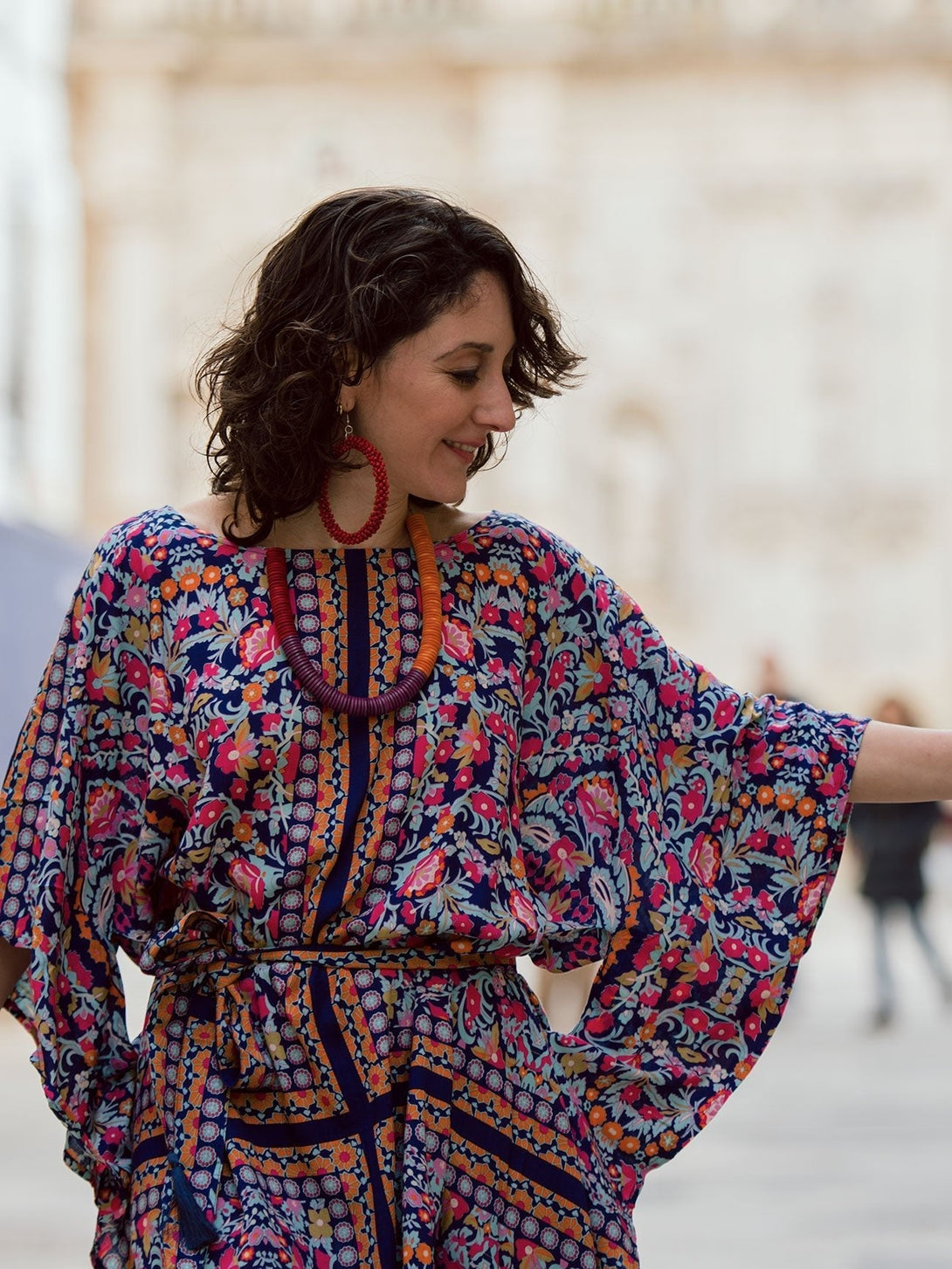 Orecchini grandi legno Beverly - rosso - Bijondo