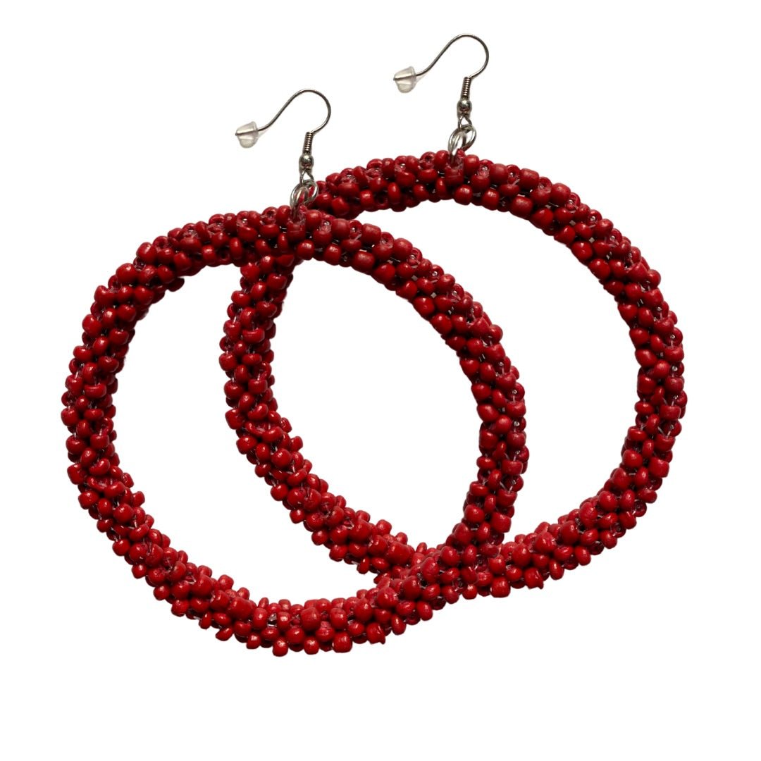 Orecchini grandi legno Beverly - rosso - Bijondo