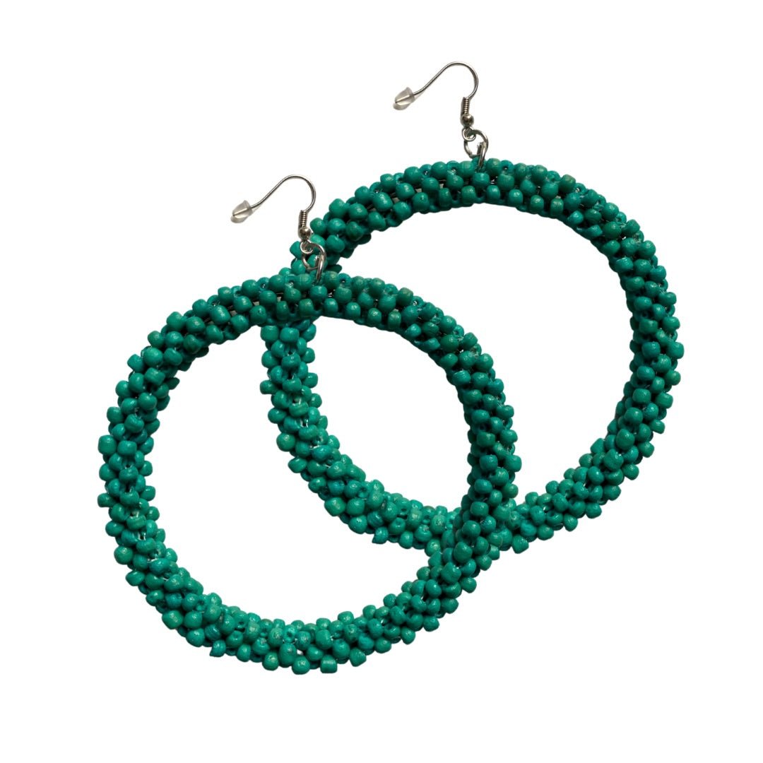 Orecchini grandi legno Beverly - smeraldo - Bijondo