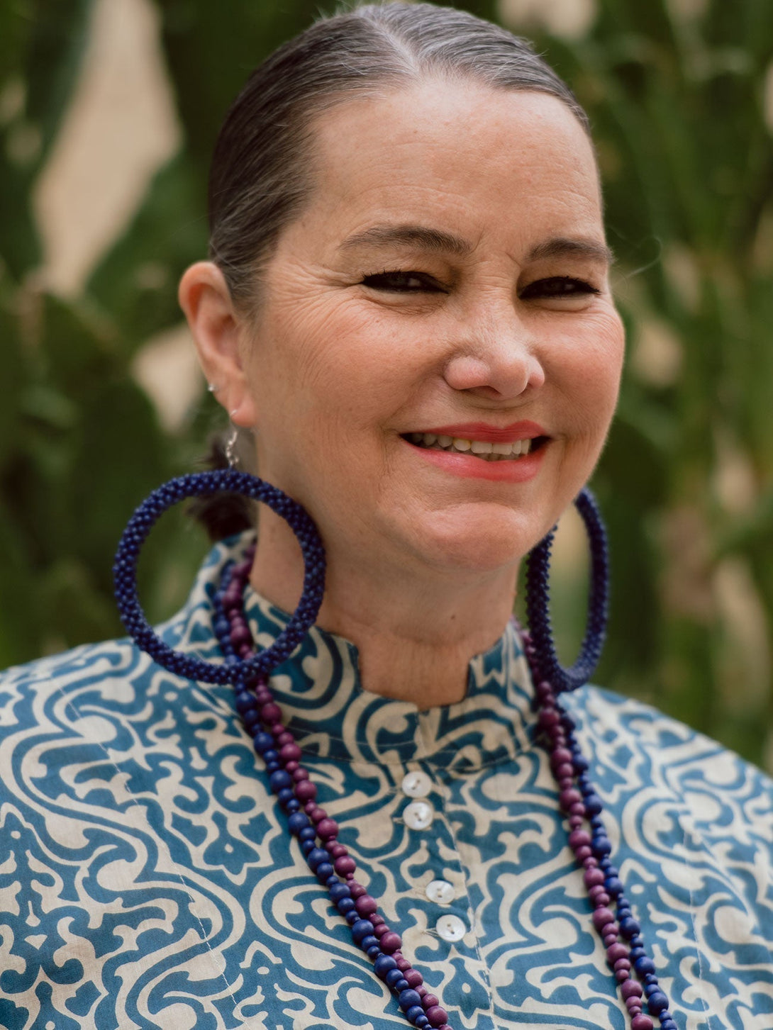 Orecchini grandi legno Beverly - viola - Bijondo