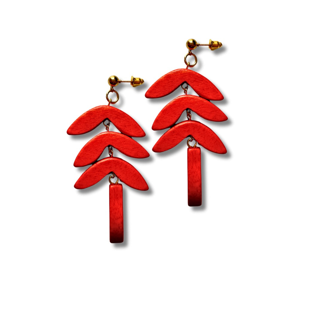 Orecchini grandi legno Flora-Collana-EW-Arancione-Bijondo