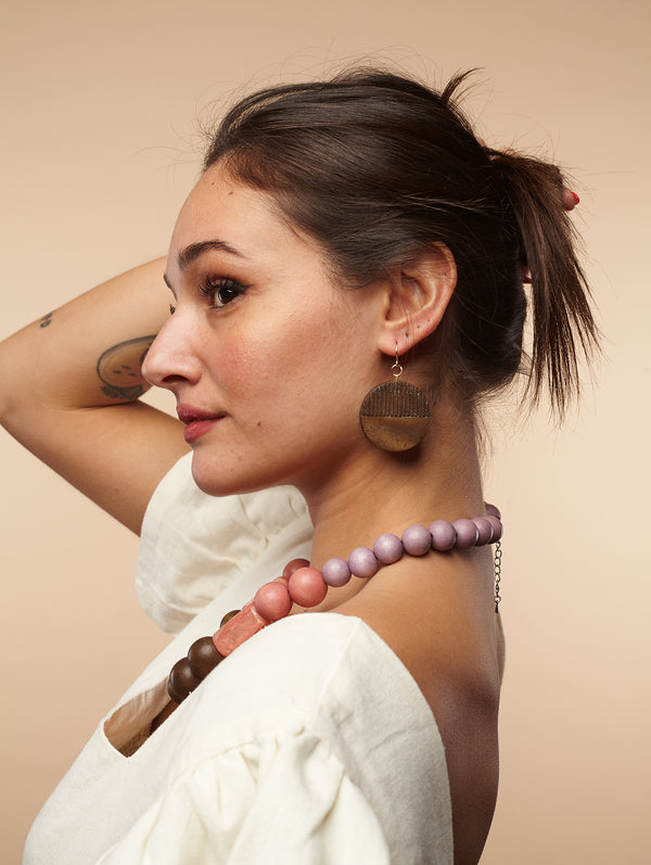 Orecchini grandi, legno, leggeri Alitzel-Collana-EW-Marrone-Bijondo