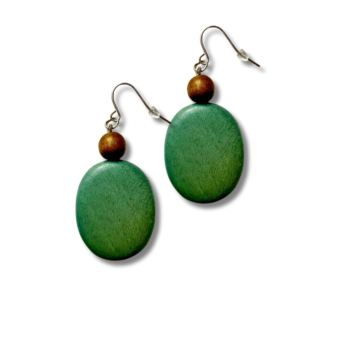Orecchini leggeri, legno Dovie, costume jewelry-orecchini-Bijondo-Verde-Bijondo