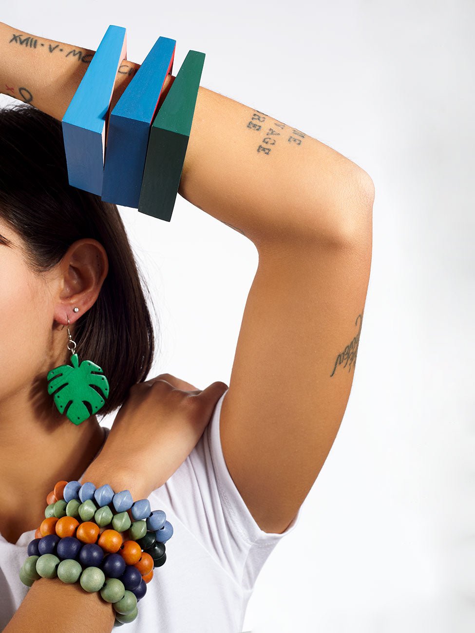 Orecchini legno Foglia - verde - Bijondo