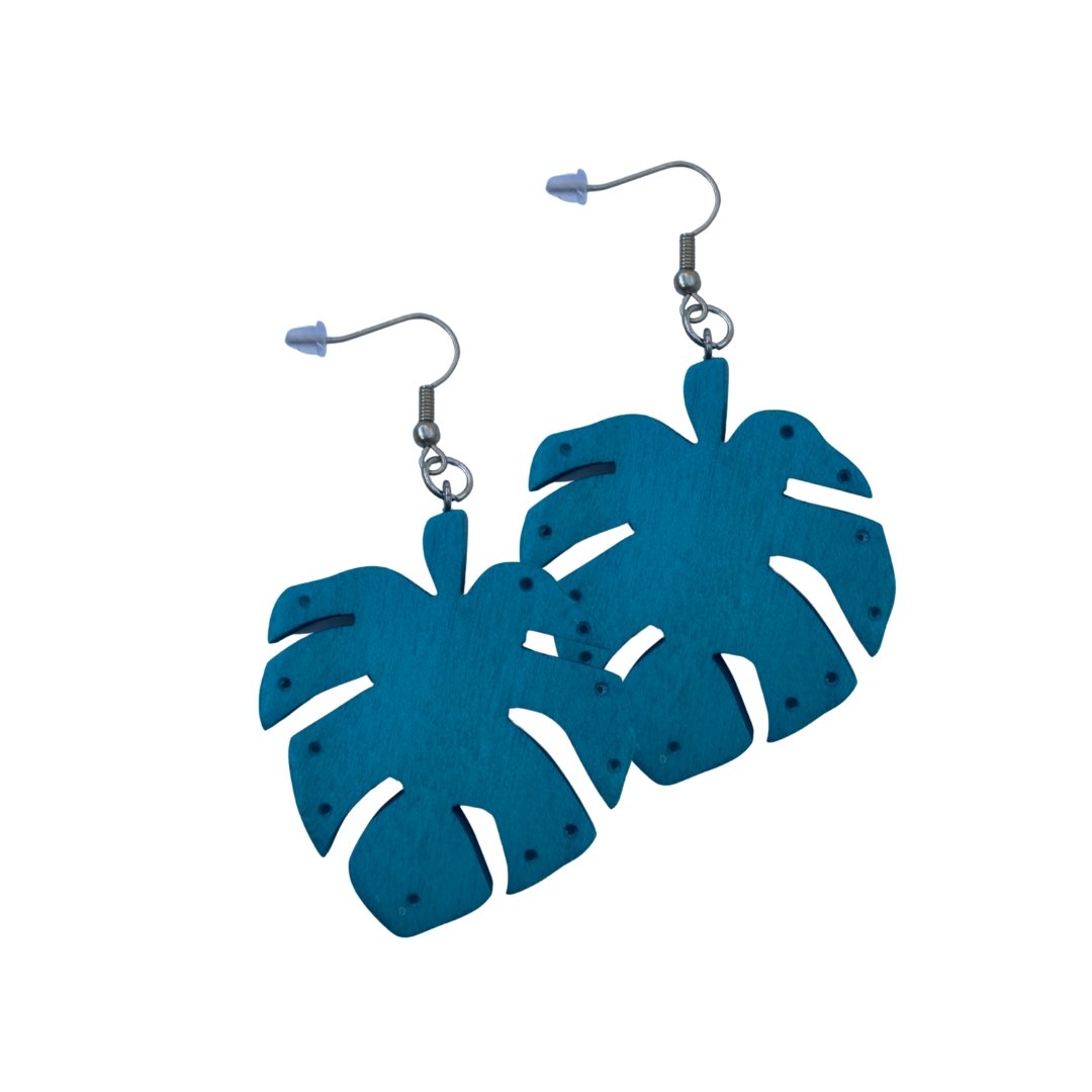 Orecchini legno Foglia - turchese - Bijondo