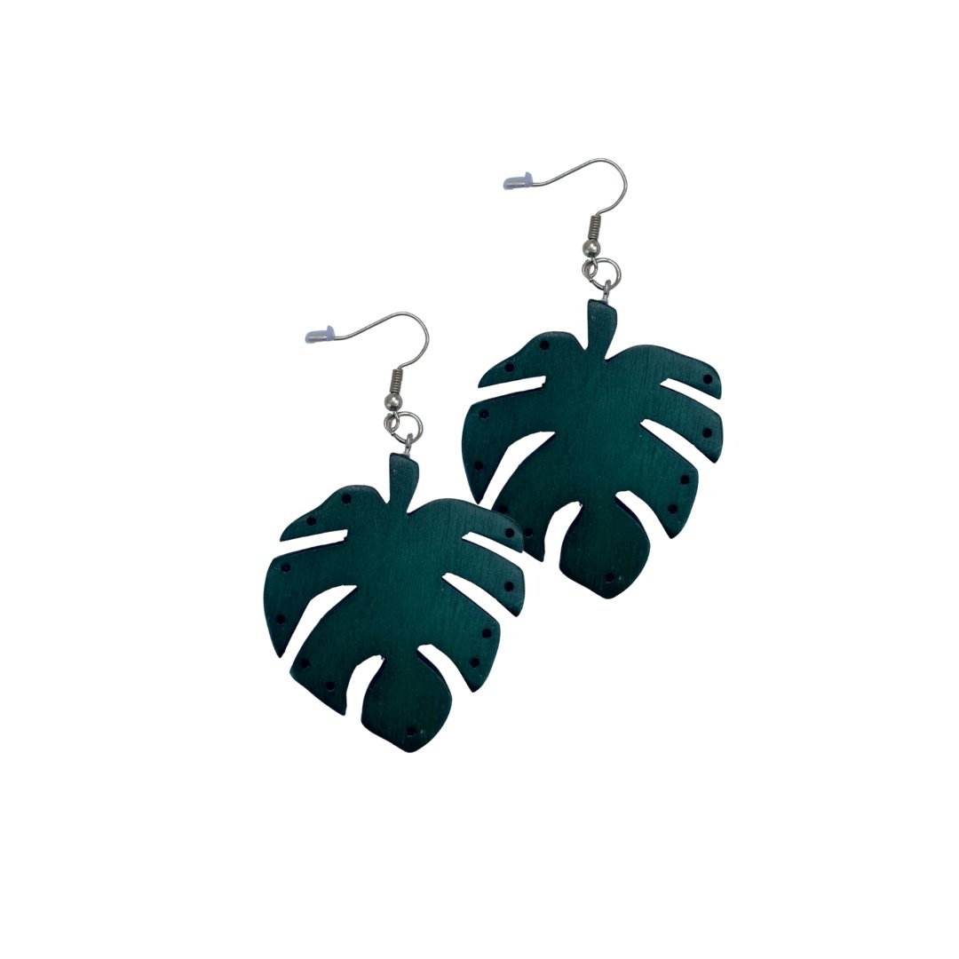 Orecchini legno Foglia - verde scuro - Bijondo