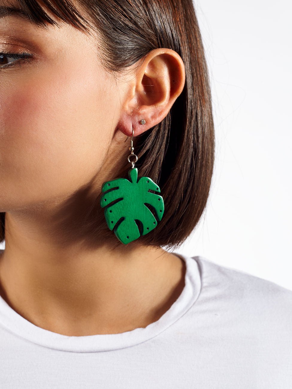 Orecchini legno Foglia - verde scuro - Bijondo
