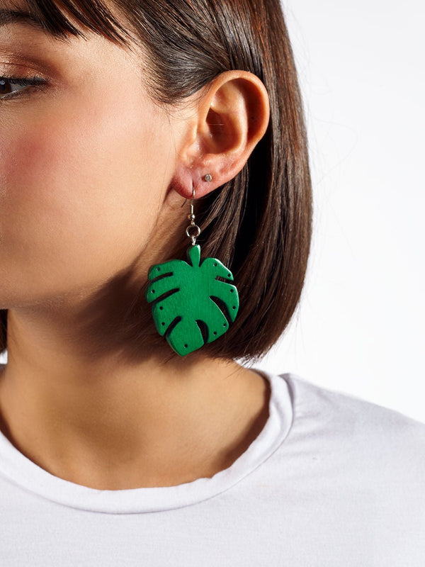 Orecchini legno Foglia - verde scuro - Bijondo