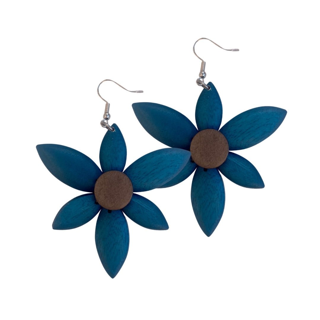 Orecchini legno Keukenhof - petrolio - Bijondo