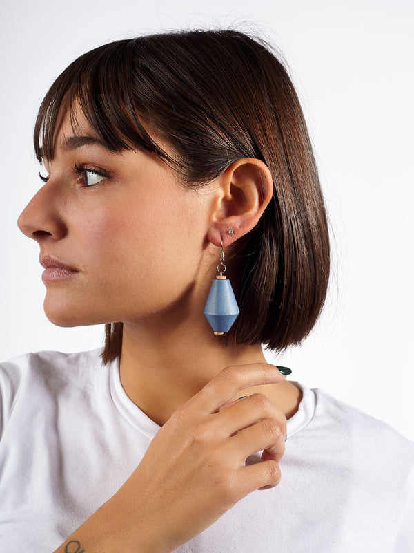 Orecchini legno Leith - celeste - Bijondo