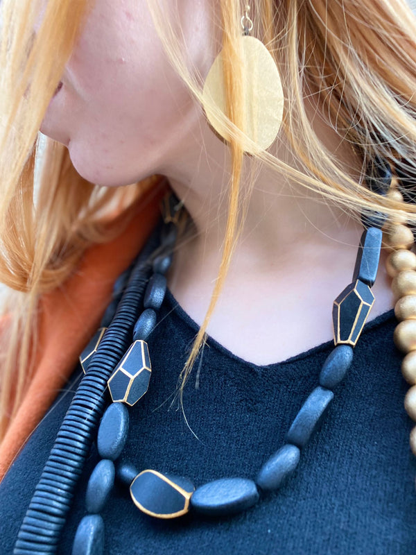 Orecchini legno Myra metallic-oro-Bijondo