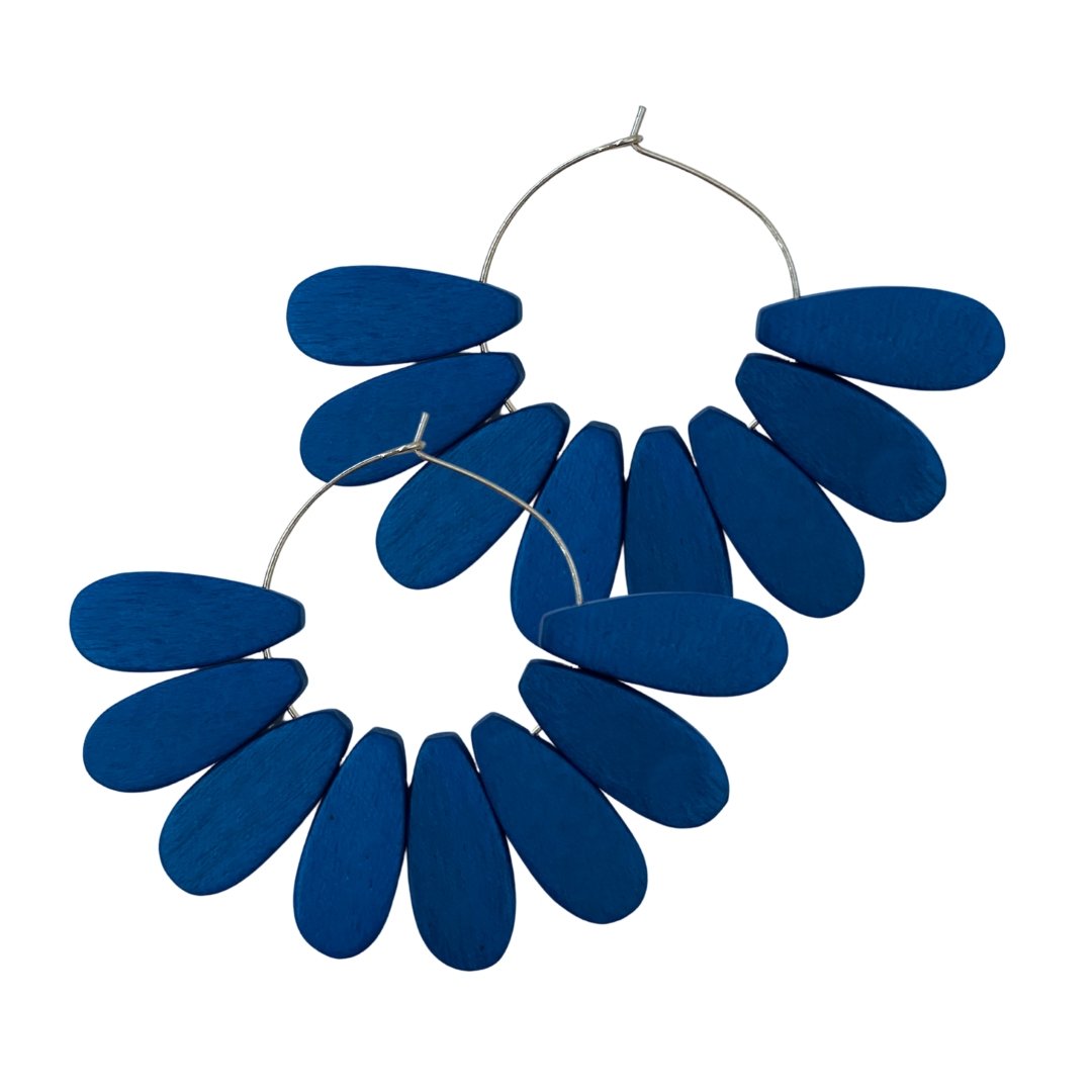 Orecchini legno Old Xuhui - blu - Bijondo