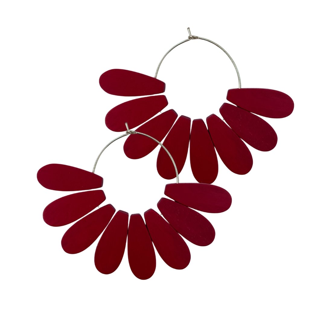 Orecchini legno Old Xuhui - rosso - Bijondo