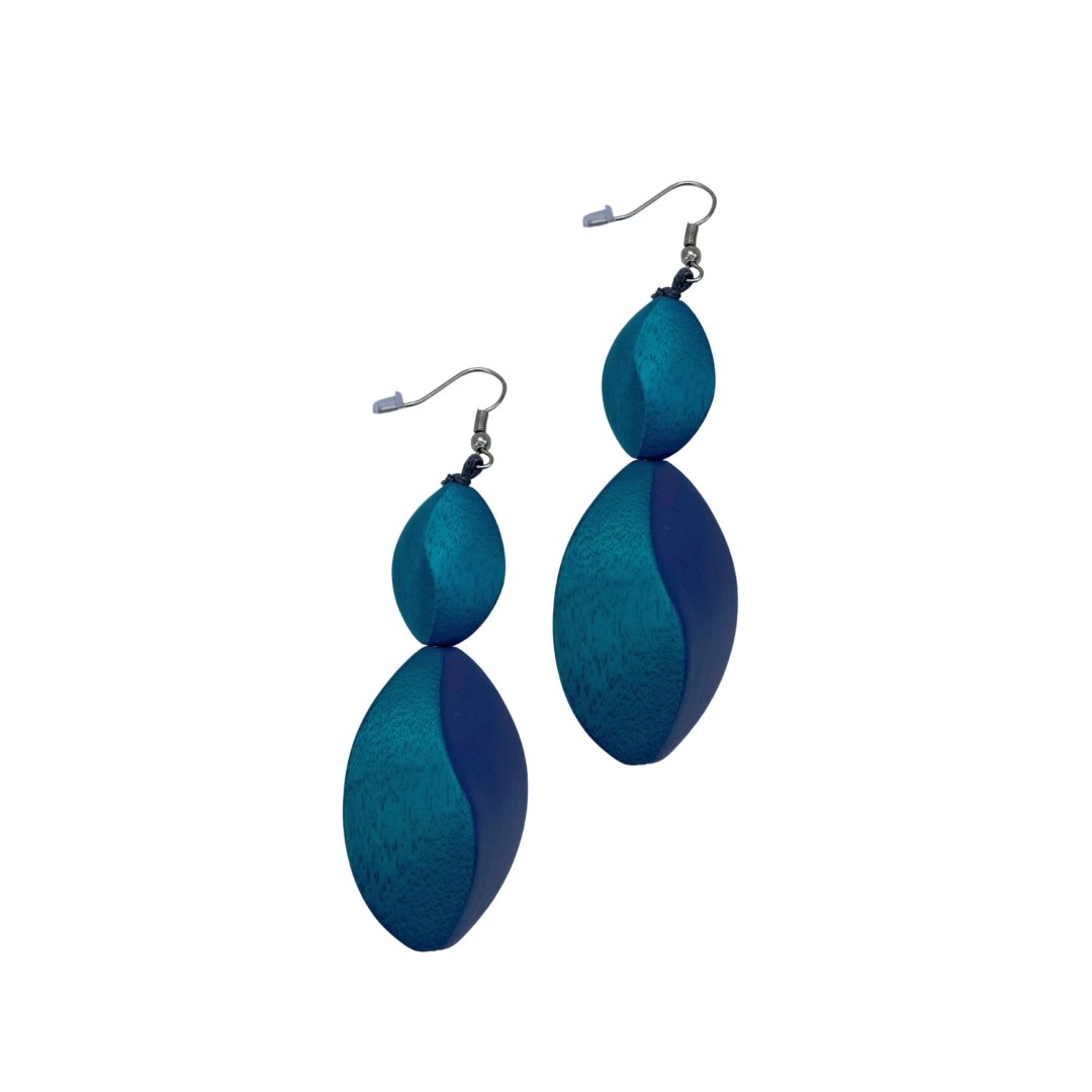 Orecchini legno Ouseburn - turchese - Bijondo