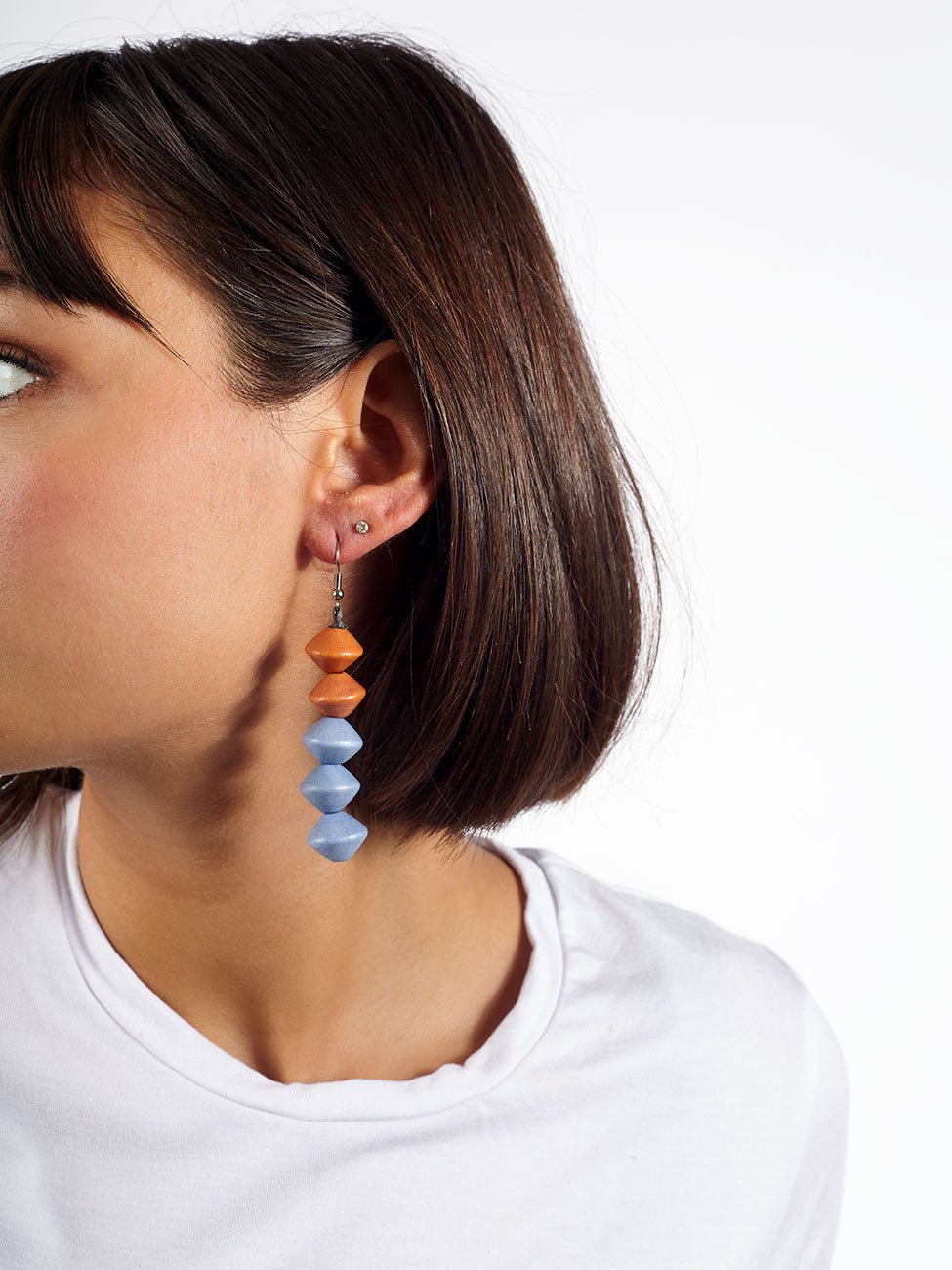 Orecchini legno Silver Lake - celeste - Bijondo