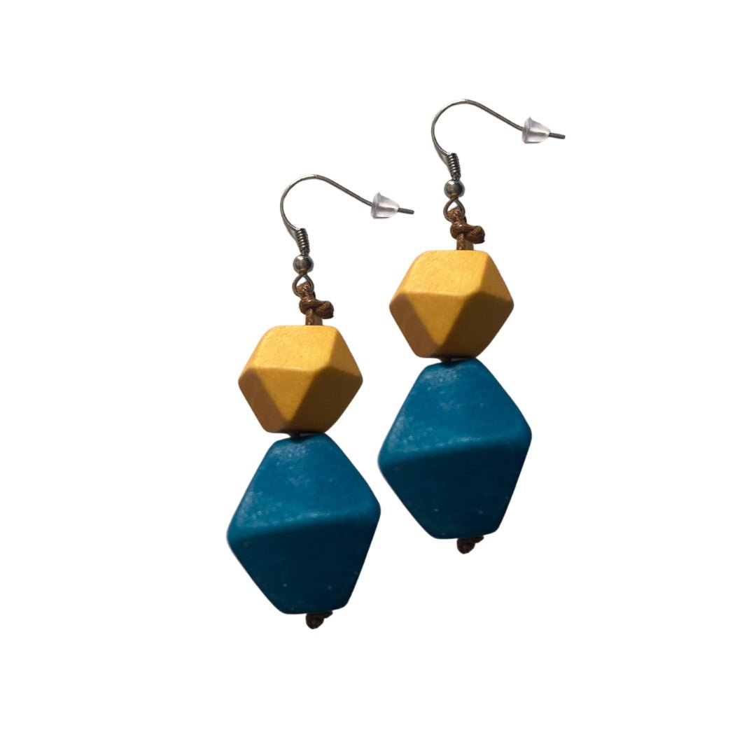 Orecchini legno Swarna - petrolio - Bijondo