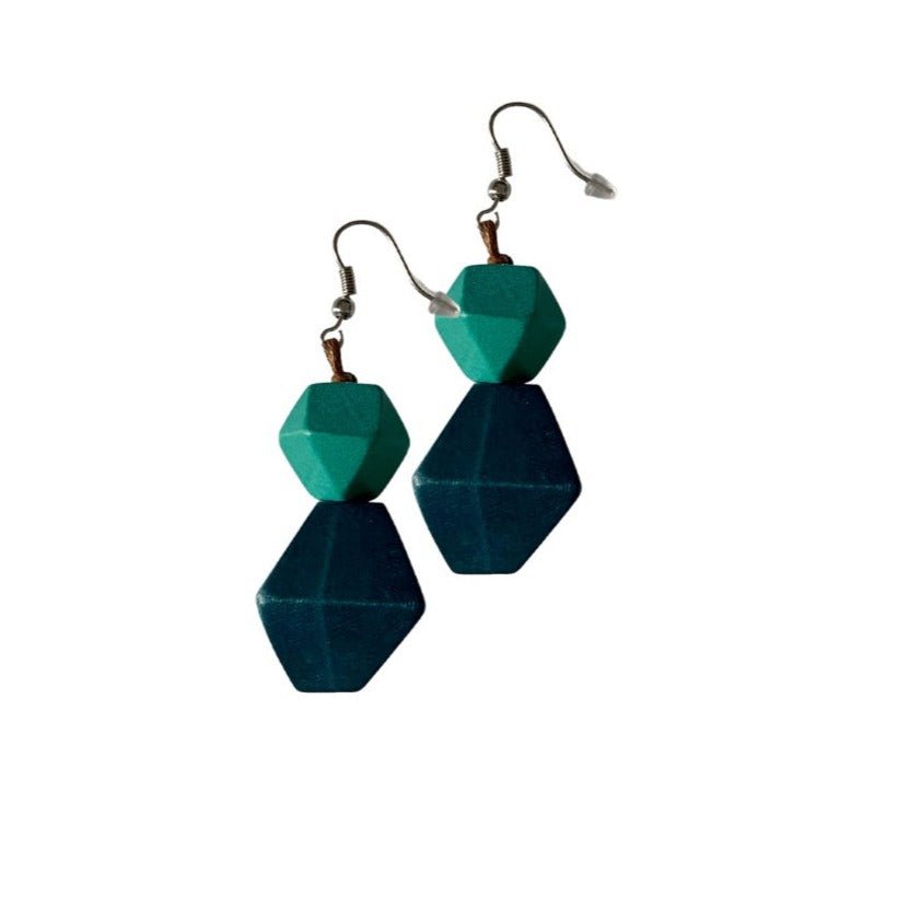 Orecchini legno Swarna - smeralodo - Bijondo