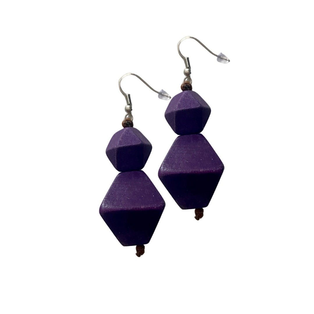 Orecchini legno Swarna - viola - Bijondo
