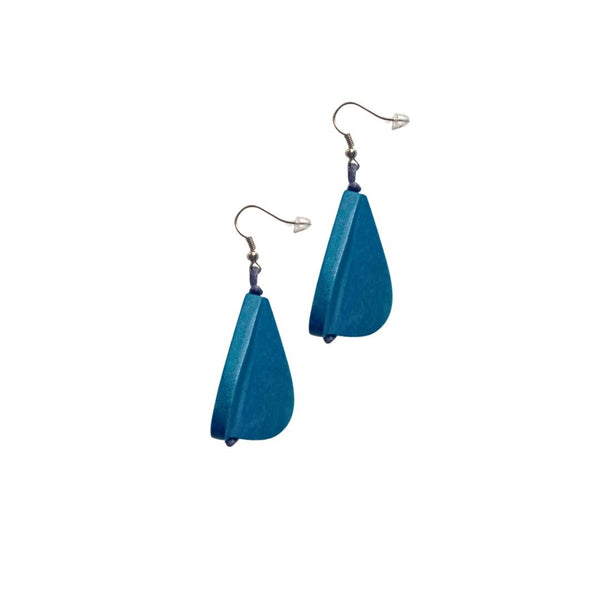 Orecchini legno Teo - celeste - Bijondo