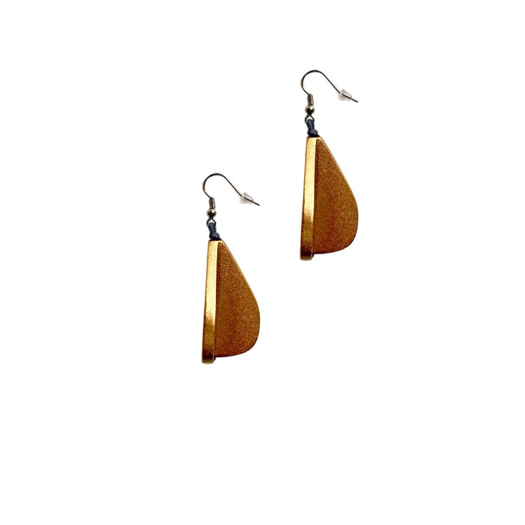 Orecchini legno Teo metallic - oro - Bijondo