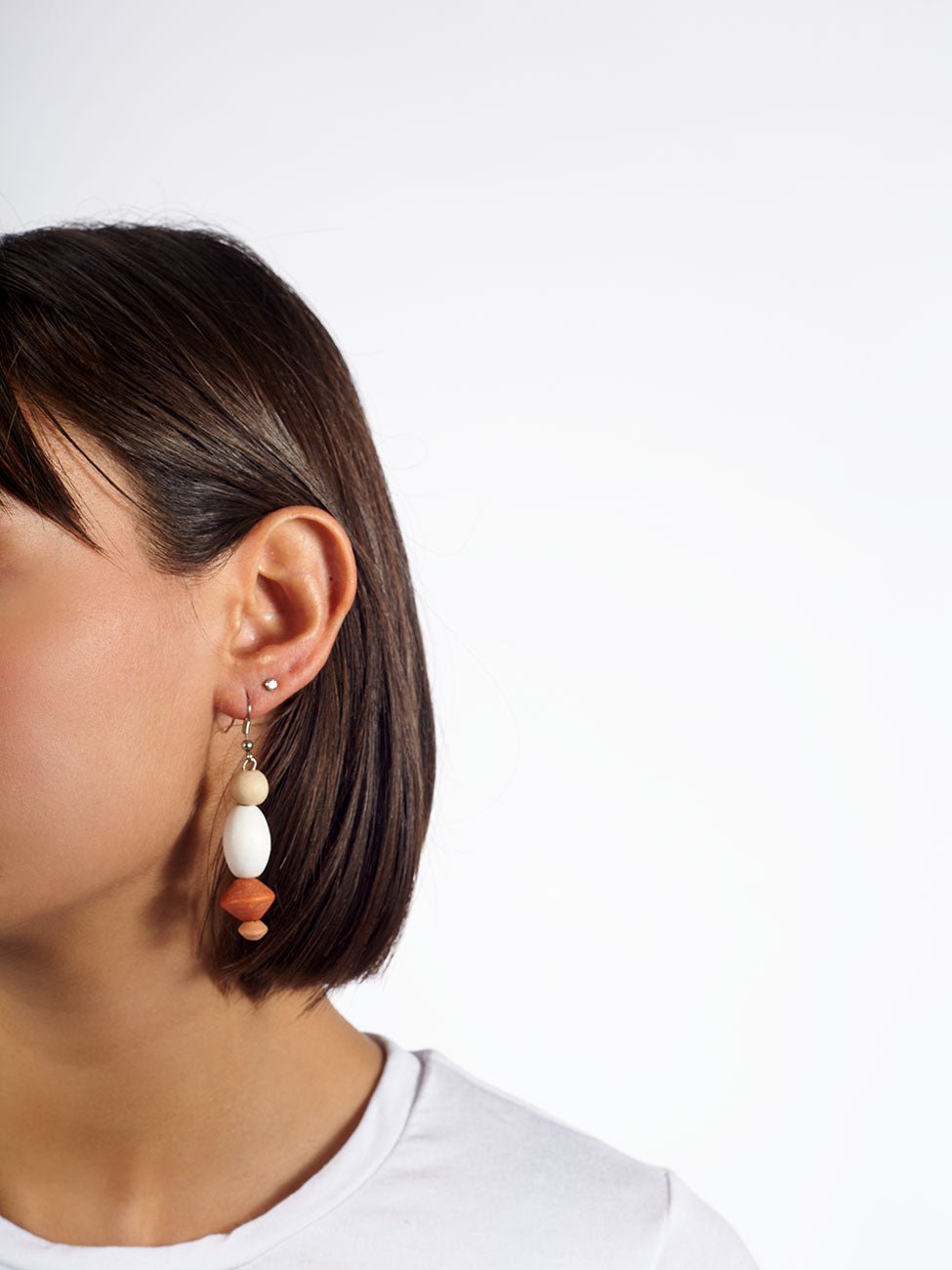 Orecchini legno Vinohrady - bianco - Bijondo