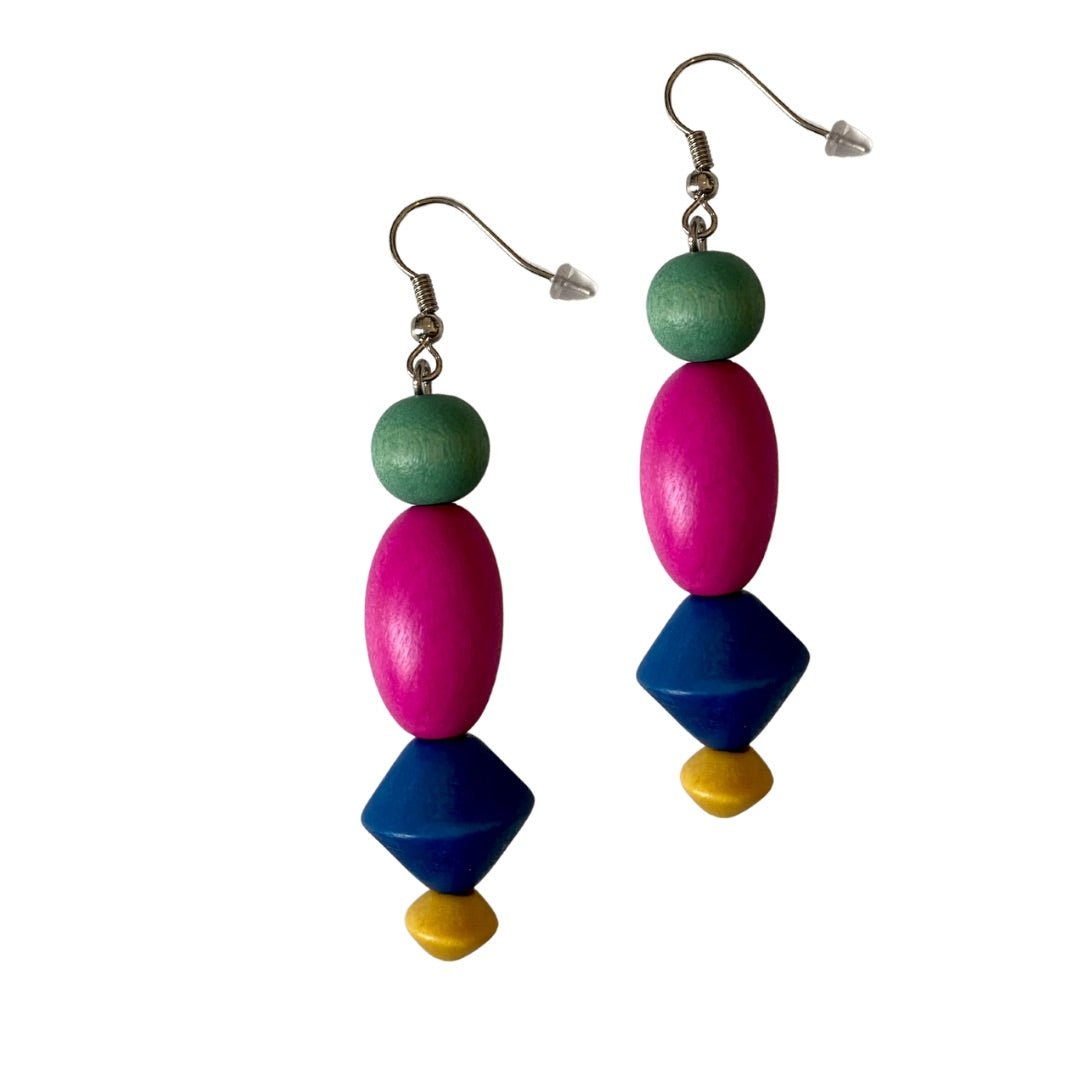 Orecchini legno Vinohrady - fucsia - Bijondo