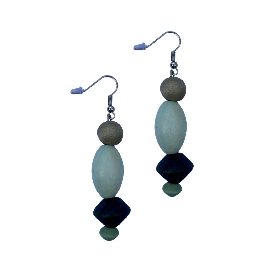 Orecchini legno Vinohrady - verde - Bijondo