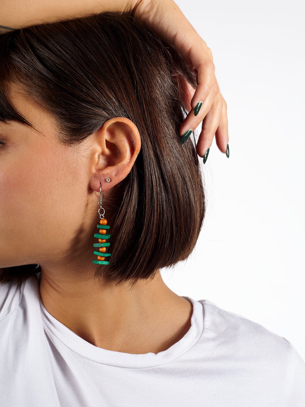 Orecchini legno Zoloti Vorota - verde - Bijondo