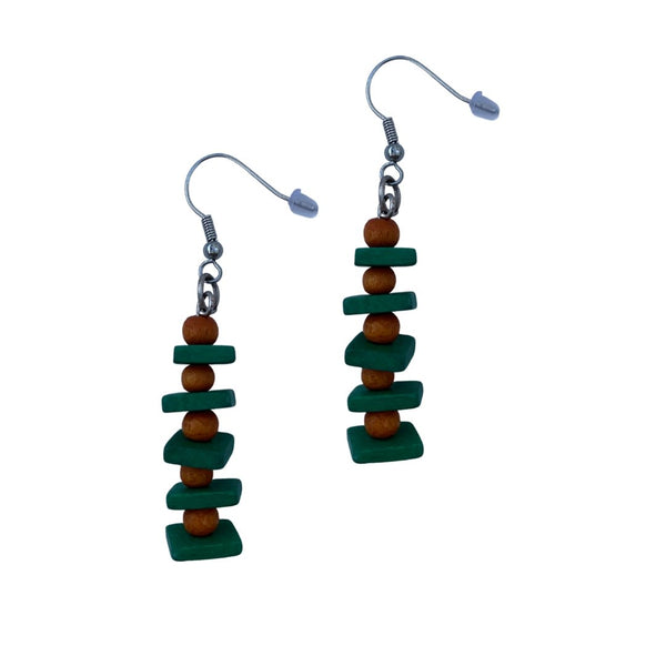 Orecchini legno Zoloti Vorota - verde - Bijondo